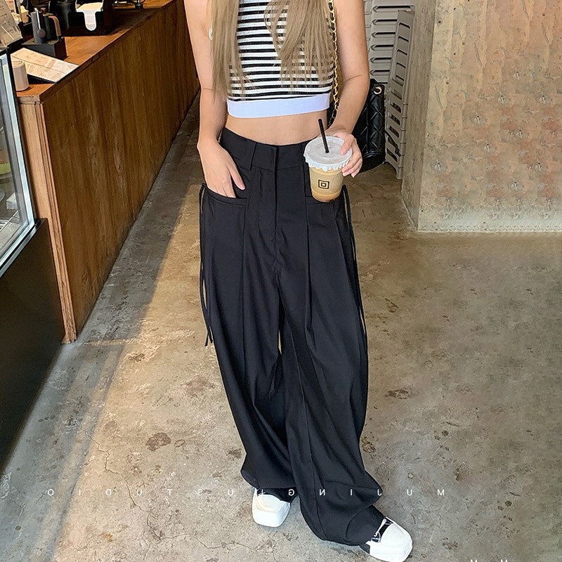 Honypove Quần Tây Ống Rộng Phong Cách Hàn Quốc Cho Nữ