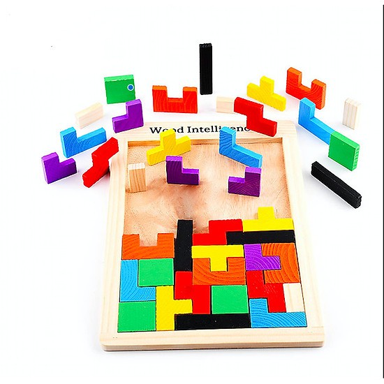 Bộ xếp gạch nhỏ | Puzzle wooden toy, đồ chơi xếp hình trí tuệ logic cho bé