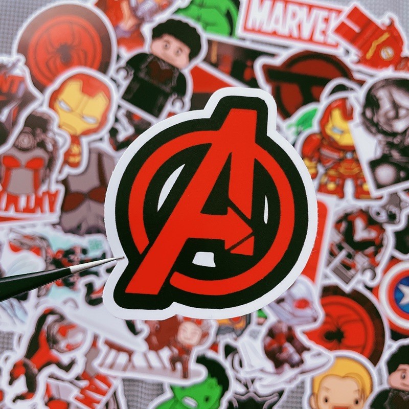 Bộ 100 sticker hình ảnh siêu anh hùng avenger  dùng để trang trí điện thoại di động/ván trượt/vali không để lại dấu keo