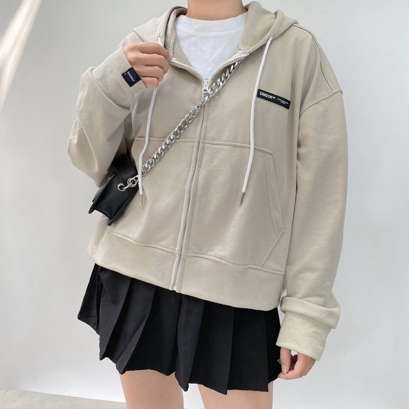 Áo hoodie zip croptop nữ form rộng ( zip croptop), áo khoác nỉ nữ hoodie local brand CINDER unisex đẹp | BigBuy360 - bigbuy360.vn