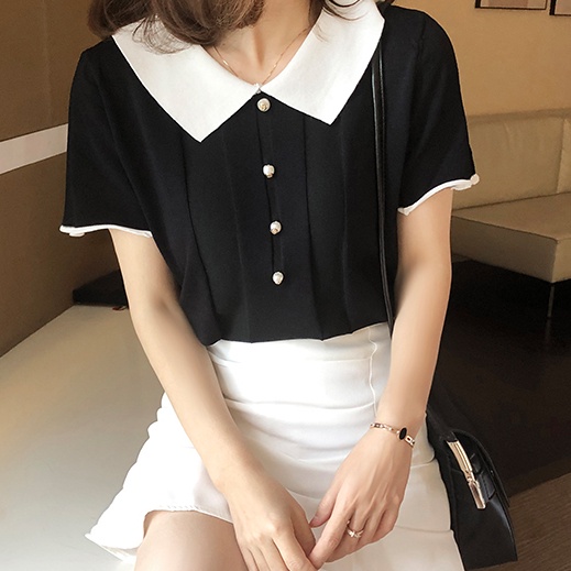 SUXI Áo Thun Tay Ngắn Dáng Rộng Màu Trắng Đen Kiểu Vintage Thời Trang Mùa Hè Cho Nữ