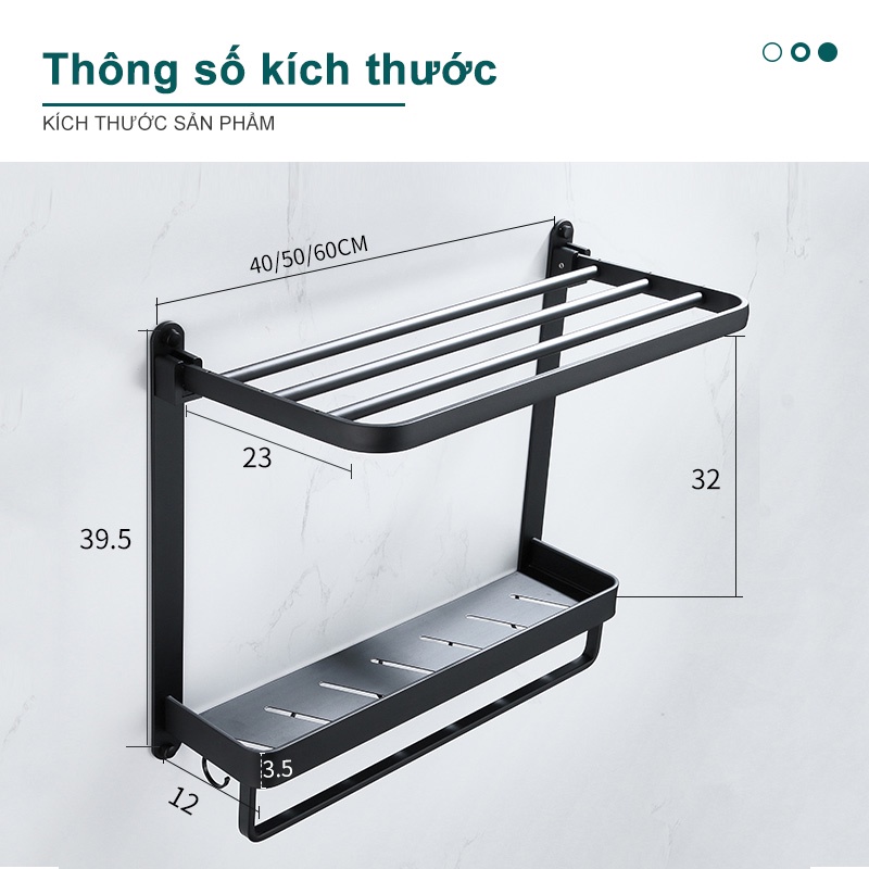 Kệ đựng đồ dùng MEIDOO bằng nhôm gắn tường tiện lợi cho nhà tắm