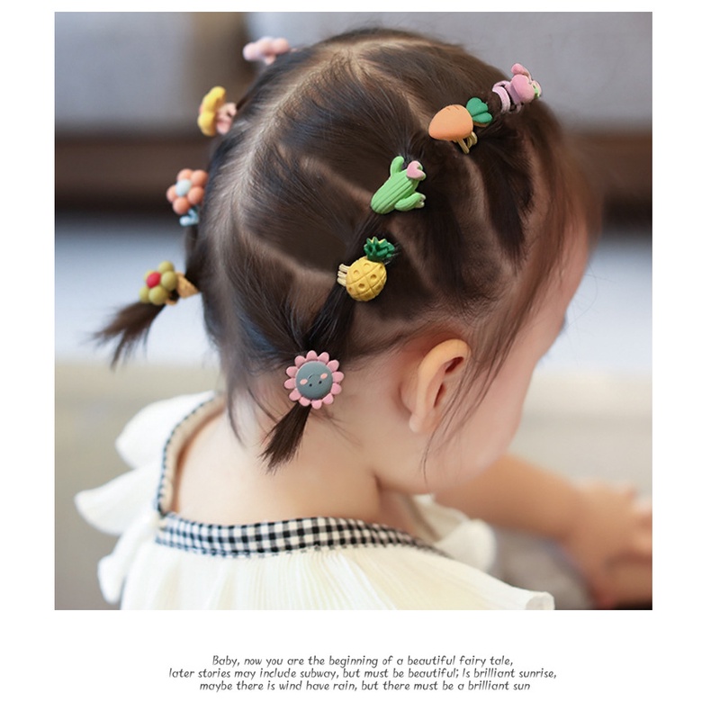 Combo 10 dây cột tóc nhỏ hoạt hình họa tiết xinh xắn dành cho bé CB11