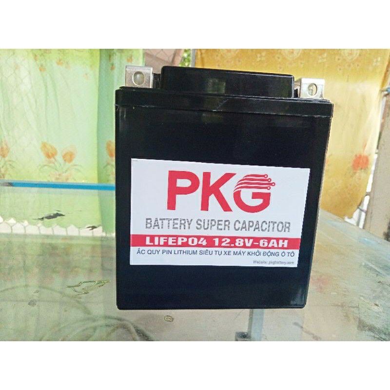 ẮC Quy Pin Lithium siêu tụ điện 12,8v -6ah xe máy khởi động oto