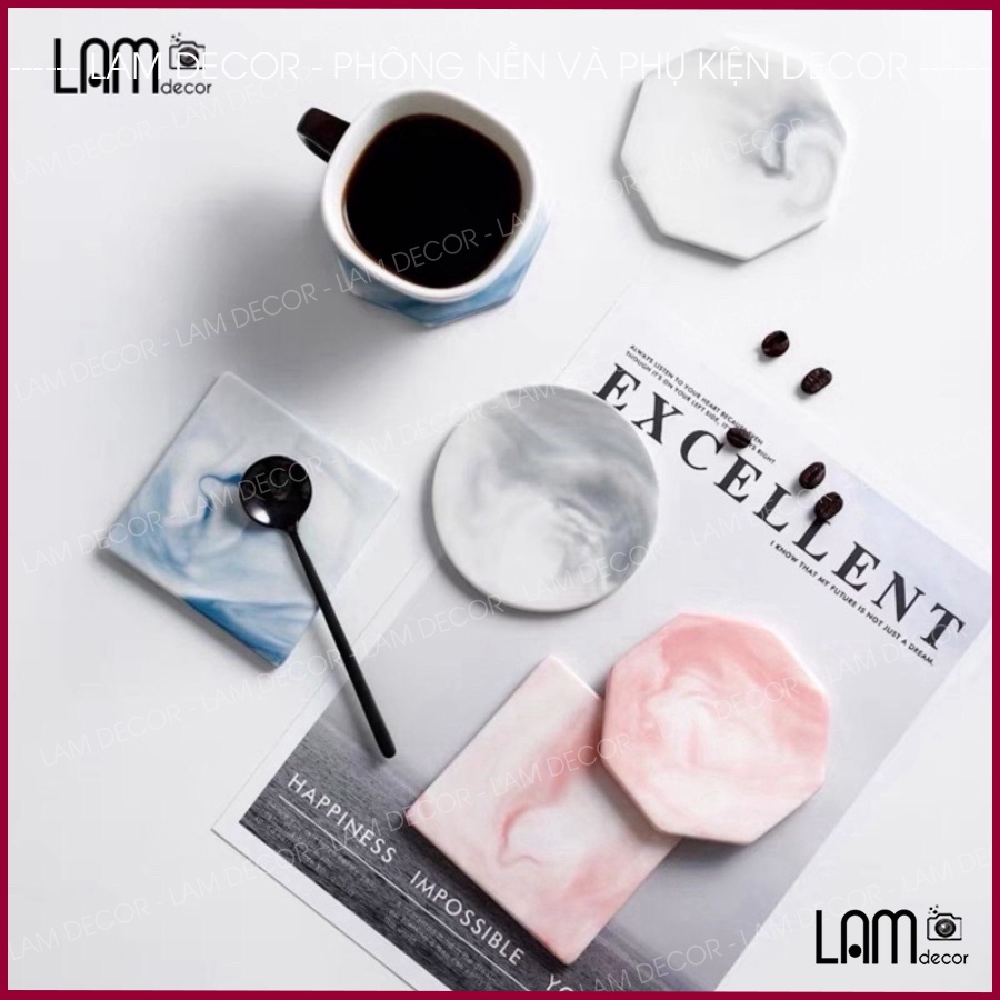 Tấm Đá Marble Làm Đế Lót Ly, Phụ Kiện Chụp Hình Sang Trọng
