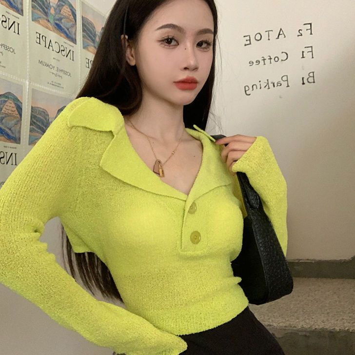 COZOK Áo Sweater Dệt Kim Tay Dài Cổ Chữ V Thiết Kế Hở Lưng Quyến Rũ Hợp Thời Trang