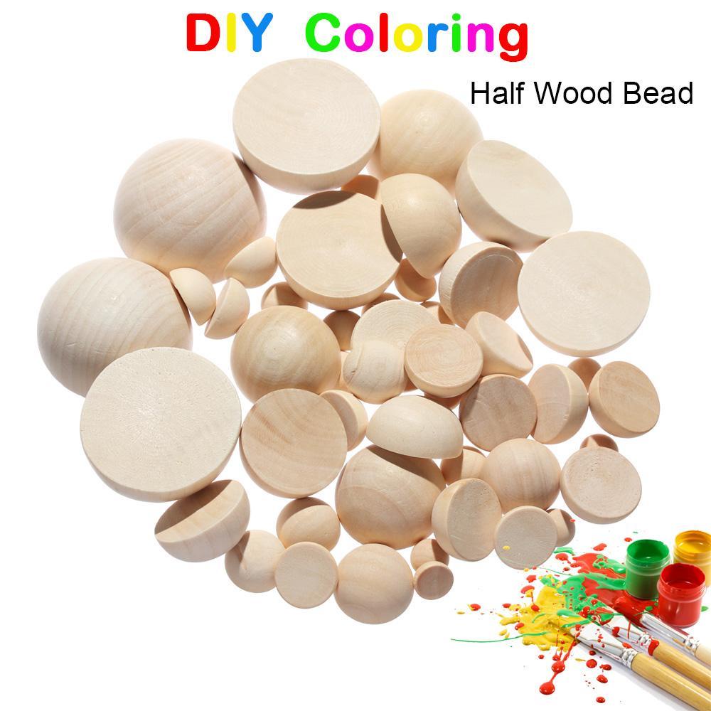Hạt Gỗ Tròn Nửa Mặt Dùng Làm Trang Sức DIY