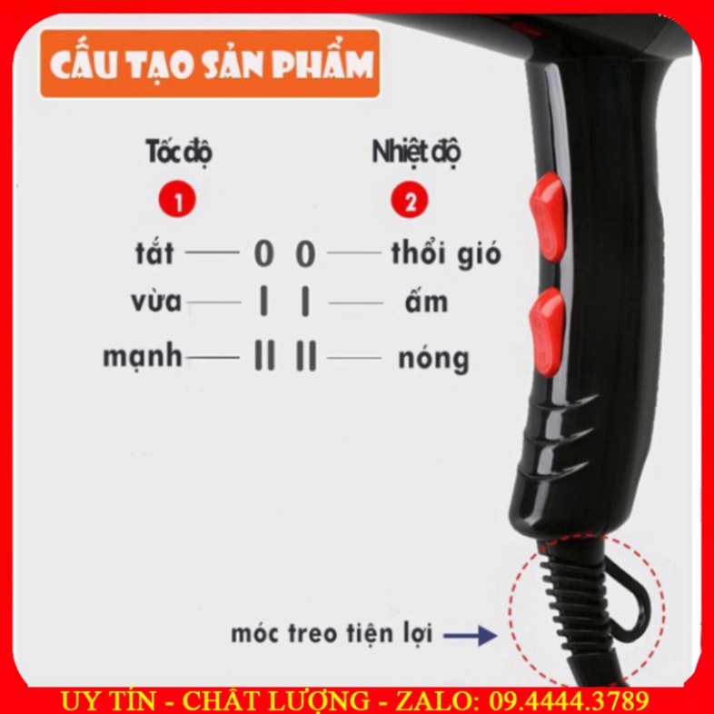 Máy Sấy Tóc 2 Chiều Nóng Lạnh Công Suất Lớn PN 3500W Sấy Siêu Khỏe [Bảo Hành 6T]