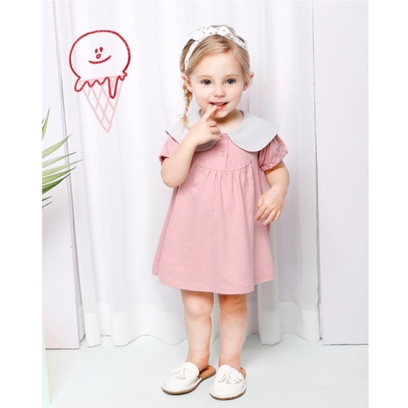 Váy trơn cổ sen thỏ bé gái MM. HA1718