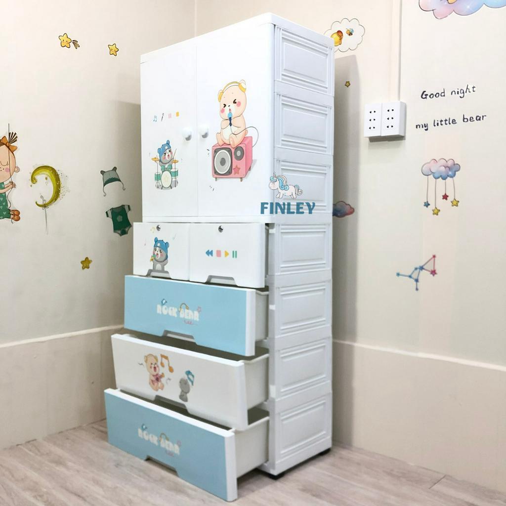 Tủ Nhựa 7 Tầng Gấu Thỏ Cho Bé Trai Bé Gái An Toàn Chắc Chắn Cho Bé Đựng Quần Áo Đồ Dùng Trẻ Em