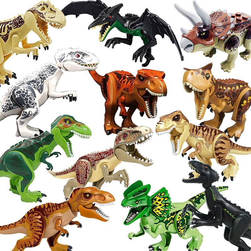 Big Size 24-28cm Jurassic Park Dinosaur Tyrannosaurus Building Blocks triceratop Dinosaur T-rex Bric