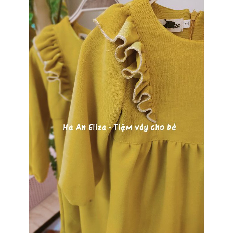 váy cotton nỉ vàng mustard