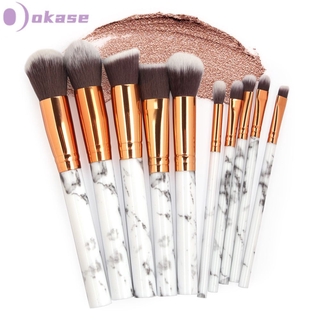 (Hàng Mới Về) Bộ 10 Cọ Trang Điểm Tay Cầm Họa Tiết Đá Hoa Cương Độc Đáo