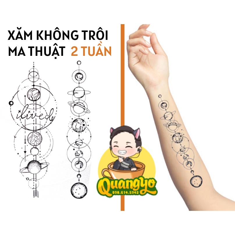 [TIKTOK TATTOO] Hình xăm các hành tinh, vũ trụ, 100% chống nước, Hình xăm ma thuật, Xăm giống Inkaholic