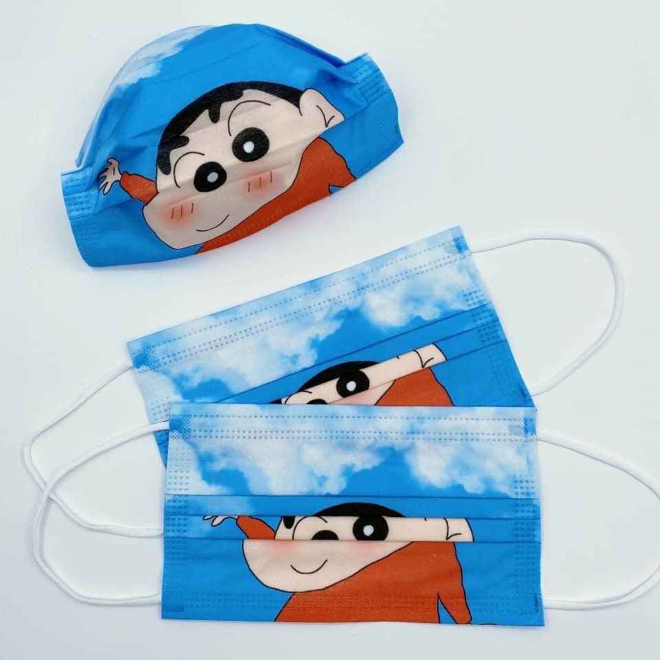 HỘP 50 CÁIKhẩu trang in hình Shin, Siêu anh hùng, Kitty đủ size trẻ em và người lớn