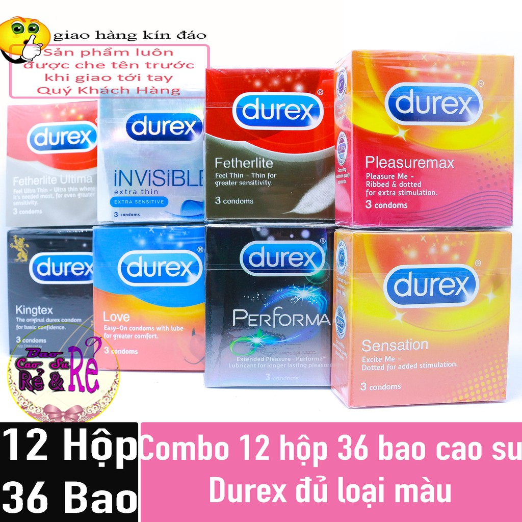 [DEAL HOT] Combo 12 Hộp Bao Cao Su Durex 3 bao tùy chọn