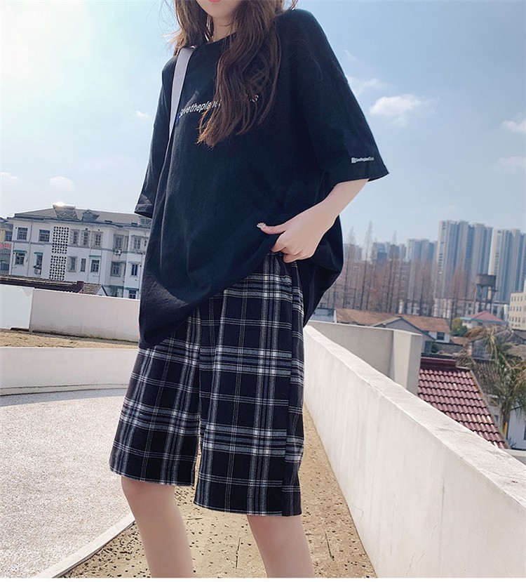 Quần Short Lưng Cao Ống Rộng Họa Tiết Sọc Caro Thời Trang Cho Nữ | BigBuy360 - bigbuy360.vn