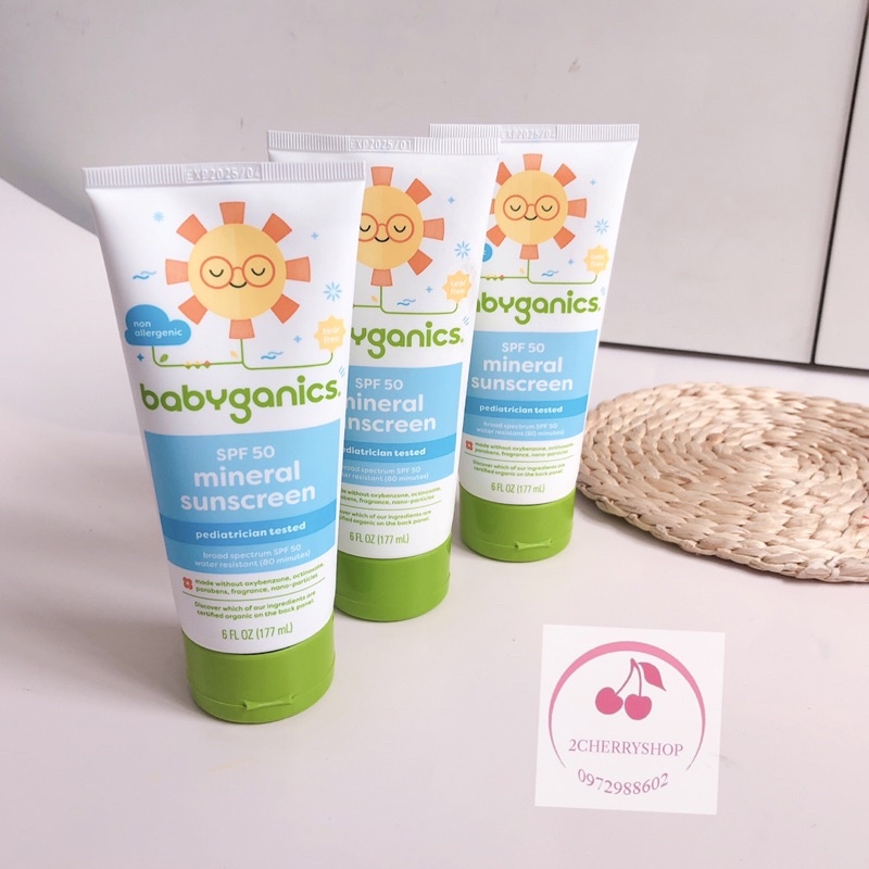 NEW-Kem chống nắng cho bé Babyganics SPF 50+  date 2025