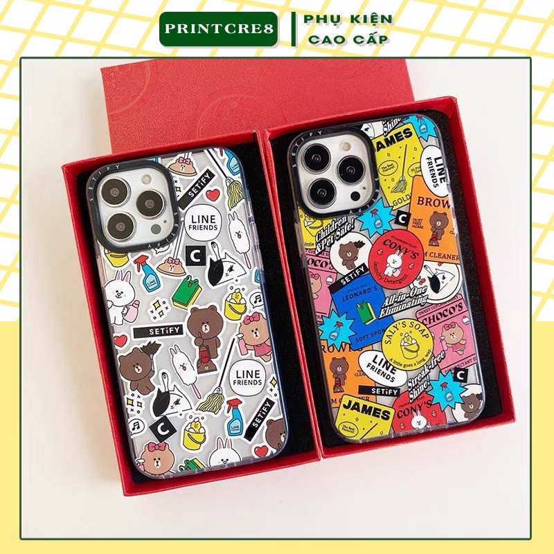 Ốp casetify iphone LINE Friends chống sốc ốp trong suốt ip 7/7plus/8/8plus/x/xr/xs/11/12/13/pro/max/plus/promax gucci