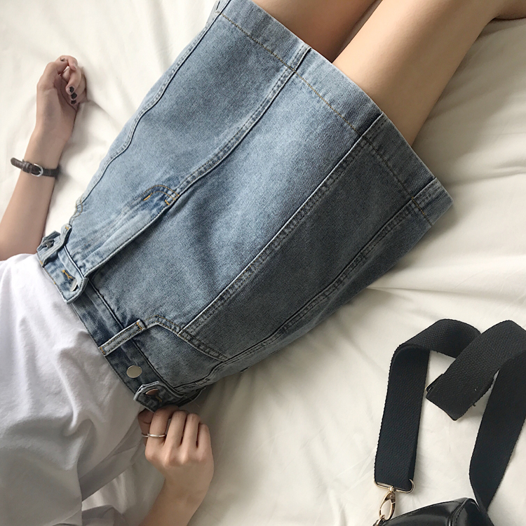 Chân Váy Denim Xiaozhainv Lưng Cao Phong Cách Hàn Quốc Cho Nữ