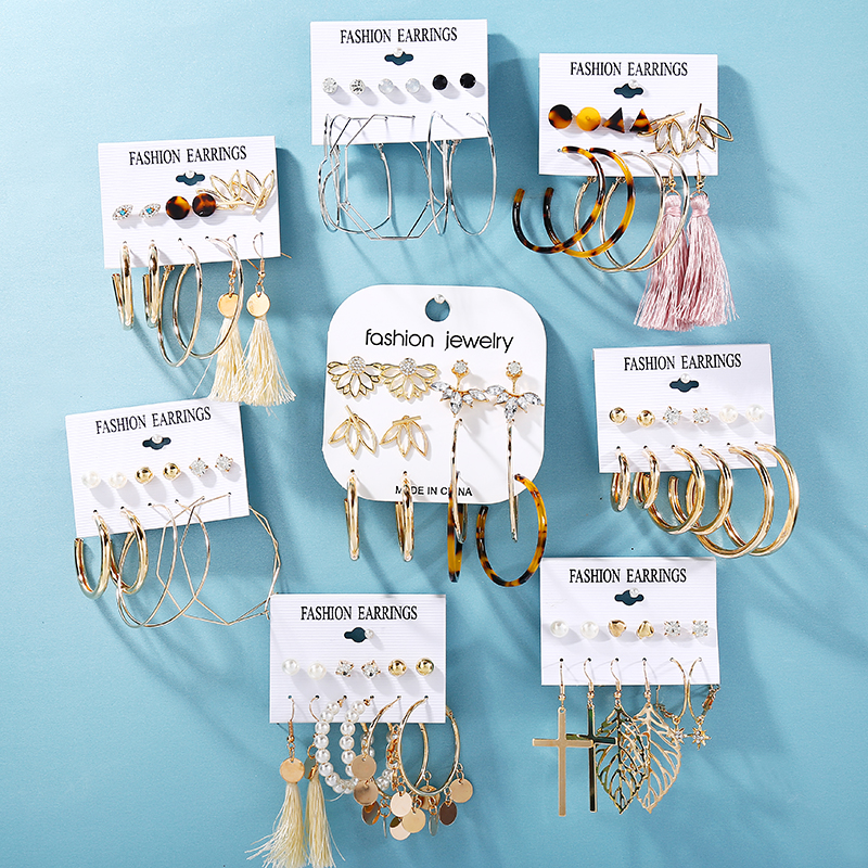 Bộ 6 cặp khuyên tai AY thời trang dành cho nữ