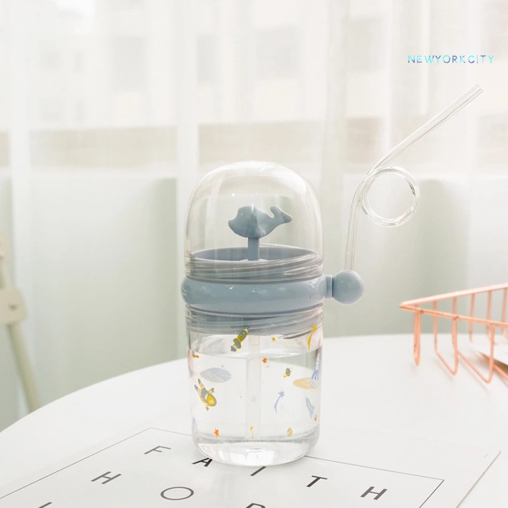 Bình Nước 250ML Có Ống Hút Hình Cá Voi Hoạt Hình Sáng Tạo