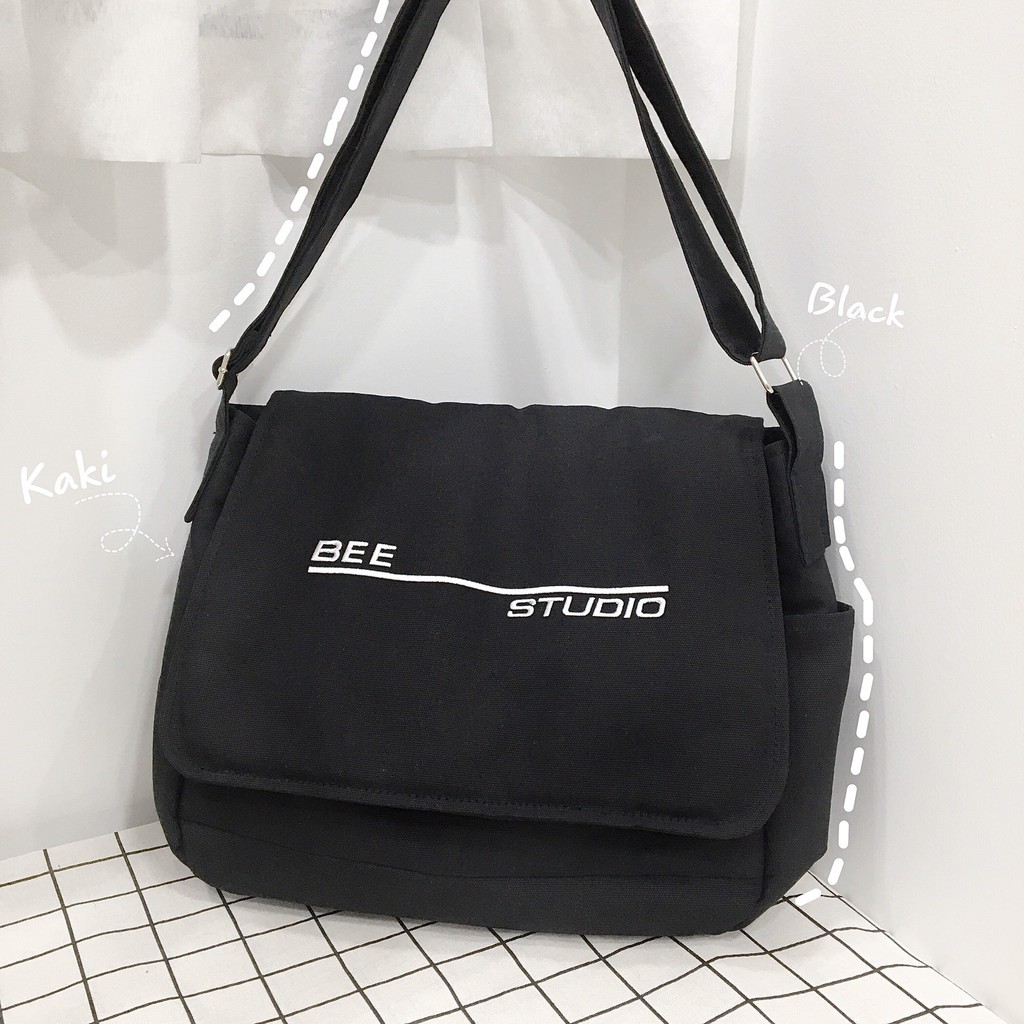 Túi Đeo Chéo BEE STUDIO BAG Canvas Kiểu Hàn Ulzzang (Ảnh Thật)