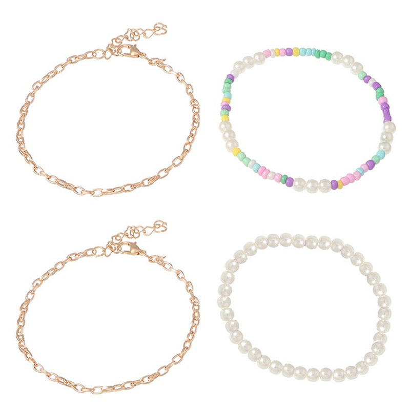 1 Cặp Lắc Chân Nhiều Lớp Đính Hạt Vỏ Sò Kim Loại Phong Cách Âu Mỹ Đi Biển Mùa Hè Cho Nữ Je