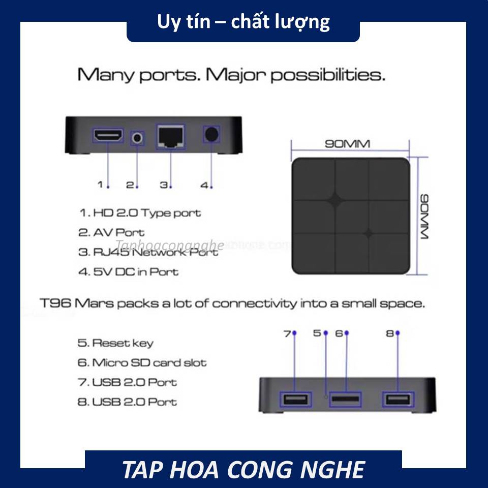 (2+16GB)TVBOX T96 MARS HỆ ĐIỀU HÀNH ANDROID XEM TV CÁP VÀ PHIM HD MIỄN PHÍ có hỗ trợ bluetooth (Bảo hành bởi 6 tháng)