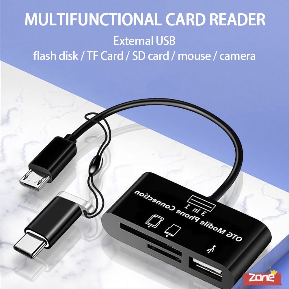 Đa chức năng USB C Đầu Đọc Thẻ Loại C để USB SD Đầu Đọc Thẻ Micro SD Type-C OTG Phổ Mở Rộng thẻ nhớ Phù Hợp Cho Điện Thoại Thông Minh _ Zone0