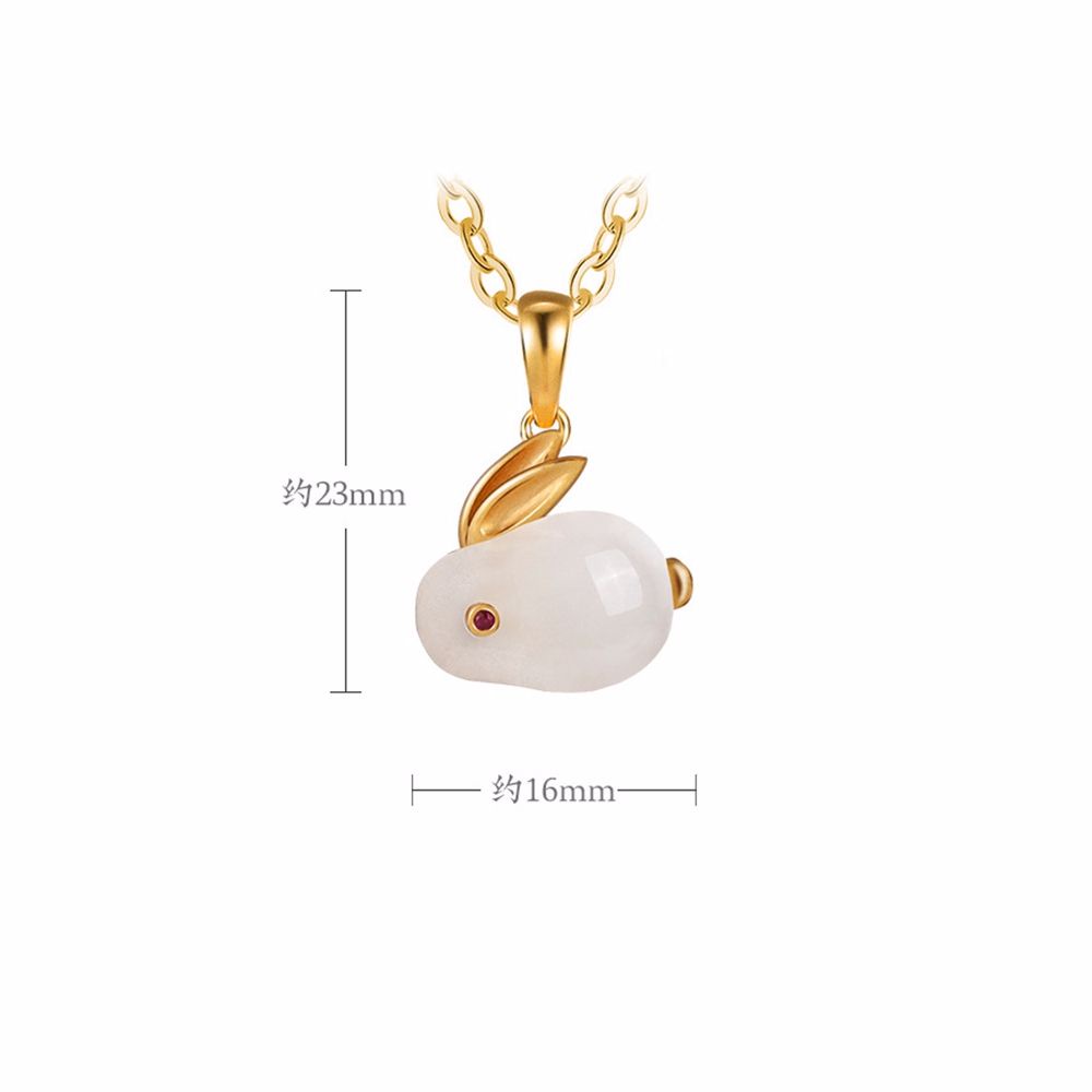 Nhẫn / Khuyên Tai / Vòng cổ Hình Thỏ Đính Đá Ngọc Bích Đơn Giản Phong Cách Hàn Quốc Cổ Điển Có Thể Điều Chỉnh Cho Nữ