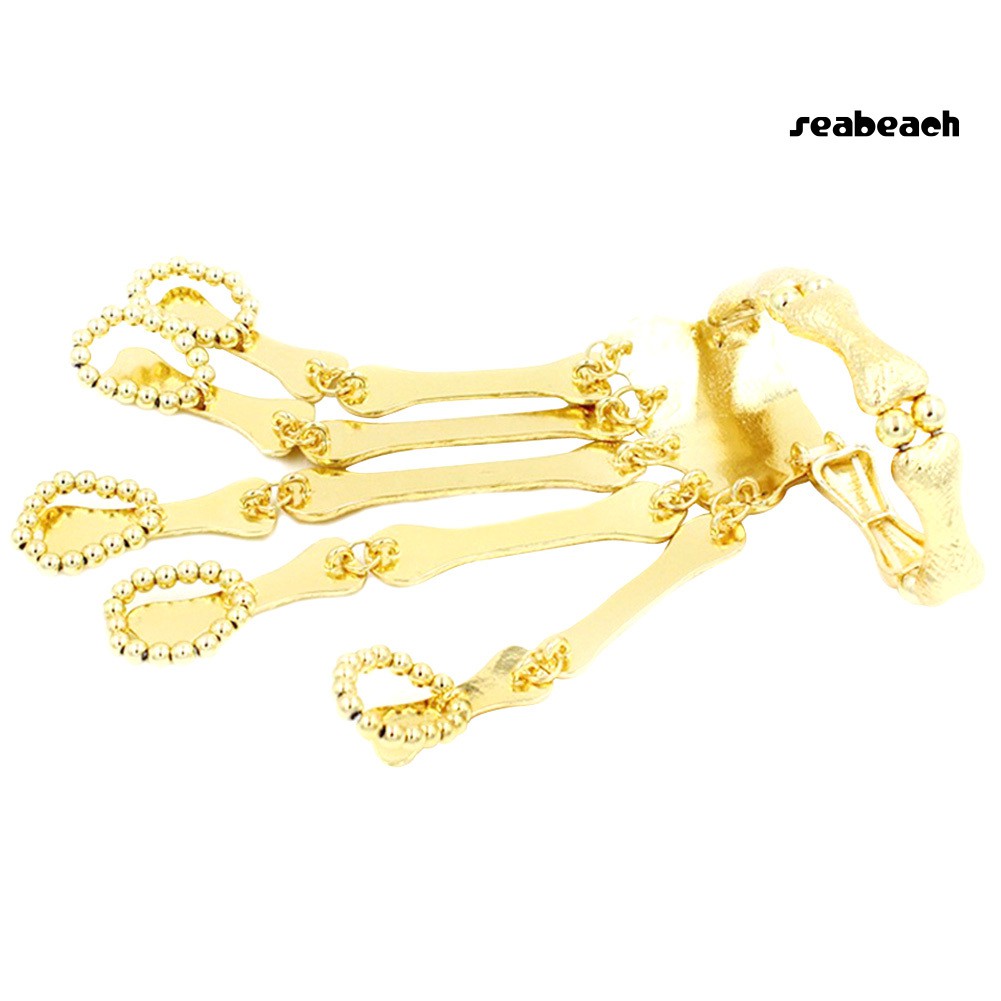 ps/Punk Gothic Skeleton Skull Bone Hand Bangle Finger Ring Bracelet Jewelry Gift