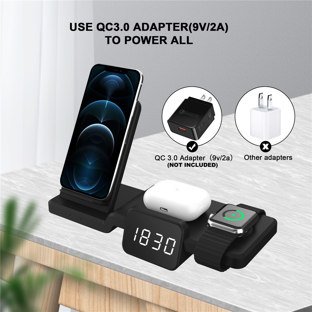 5 in1 Qi Wireless Charger For Apple Watch 6 5 4 3 2 Fast Charging Dock Station For iPhone 8 Pus X XS XR 11 Pro MAX 12