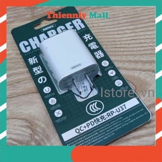 Củ Sạc Remax RP-U37 QC3.0 + PD Sạc Siêu Nhanh Cho Điện Thoại Samsung, OPPO,Iphone