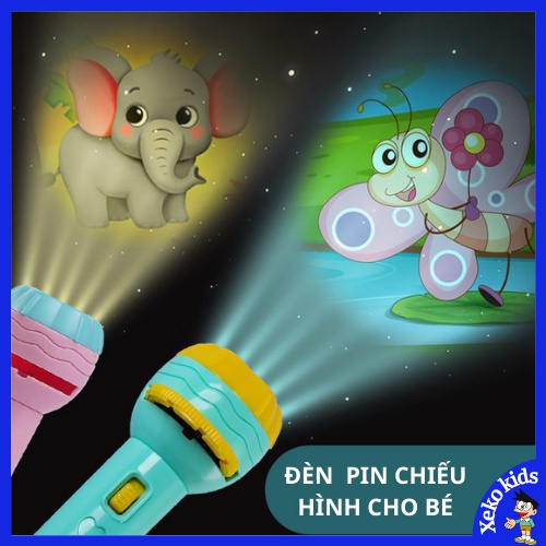 Đèn pin chiếu hình động vật cho bé. Đồ chơi thông minh cho trẻ em, trẻ con, bé trai, bé gái 2 3 4 5 6 tuổi