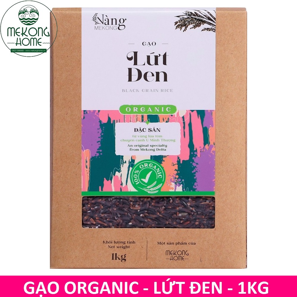 Gạo Hữu Cơ - Gạo LỨT ĐEN 1kg - Nàng MEKONG - 100% Organic - MEKONG HOME