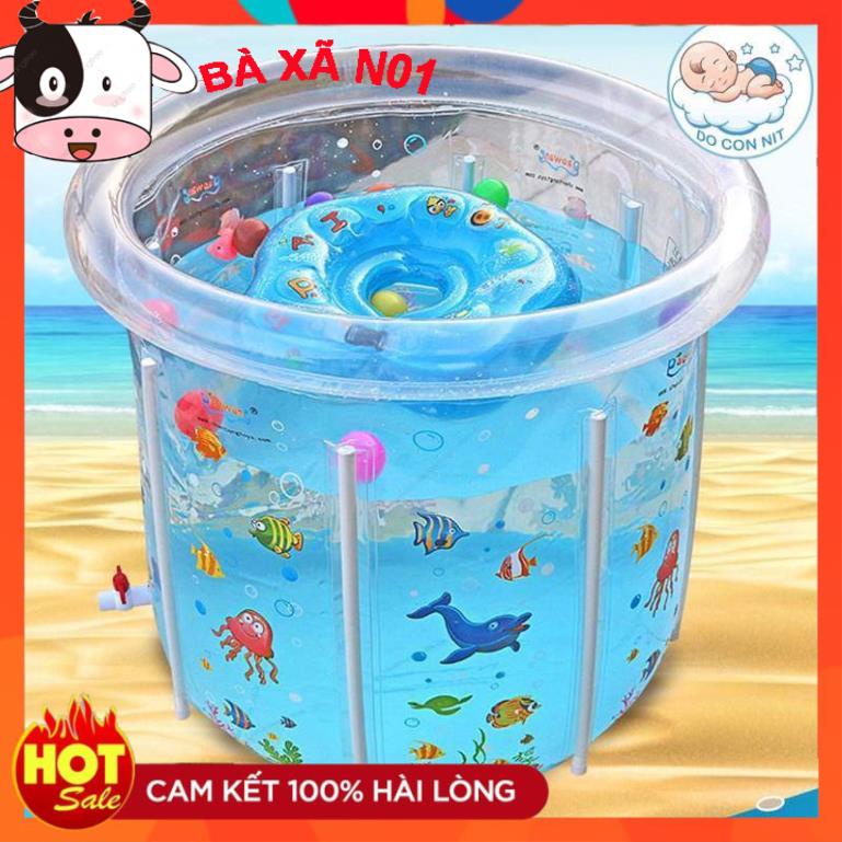 ✔️Bể thành cao cao cấp✔️Bể tập bơi cho bé sơ sinh cho bé tặng kèm phao đỡ cổ cao cấp 80x80cm - Hồ bơi mini tại nhà