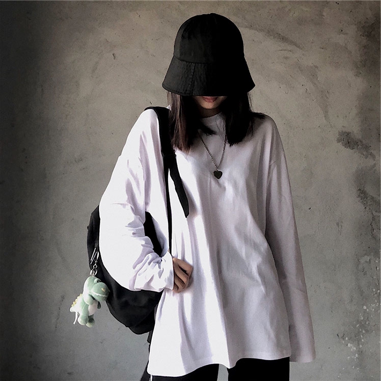 SUXI Áo Thun Tay Dài Dáng Rộng Thời Trang Mùa Thu Cho Nữ