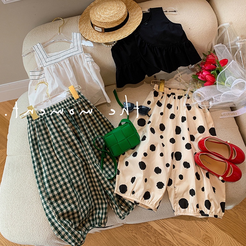 Set Áo Hai Dây Và Quần Ngắn Phong Cách Phương Tây Thời Trang Mùa Hè Mới Cho Bé Gái