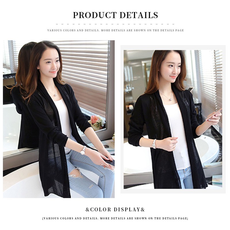 Áo Khoác Cardigan Dệt Kim Tay Dài Dáng Rộng Chống Nắng Dành Cho Nữ