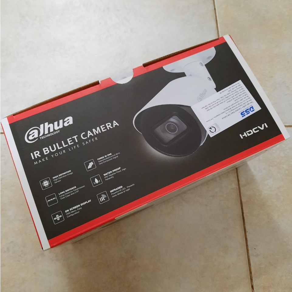Camera Dahua 2.0Mp thân trụ ngoài trời DH-HAC-HFW1200TP-S5 tầm xa hồng ngoại 30m, chống nước IP67 - BẢO HÀNH 2 NĂM