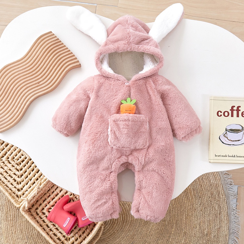 Bộ liền thân cho bé , body tai thỏ lông cừu cao cấp trẻ sơ sinh