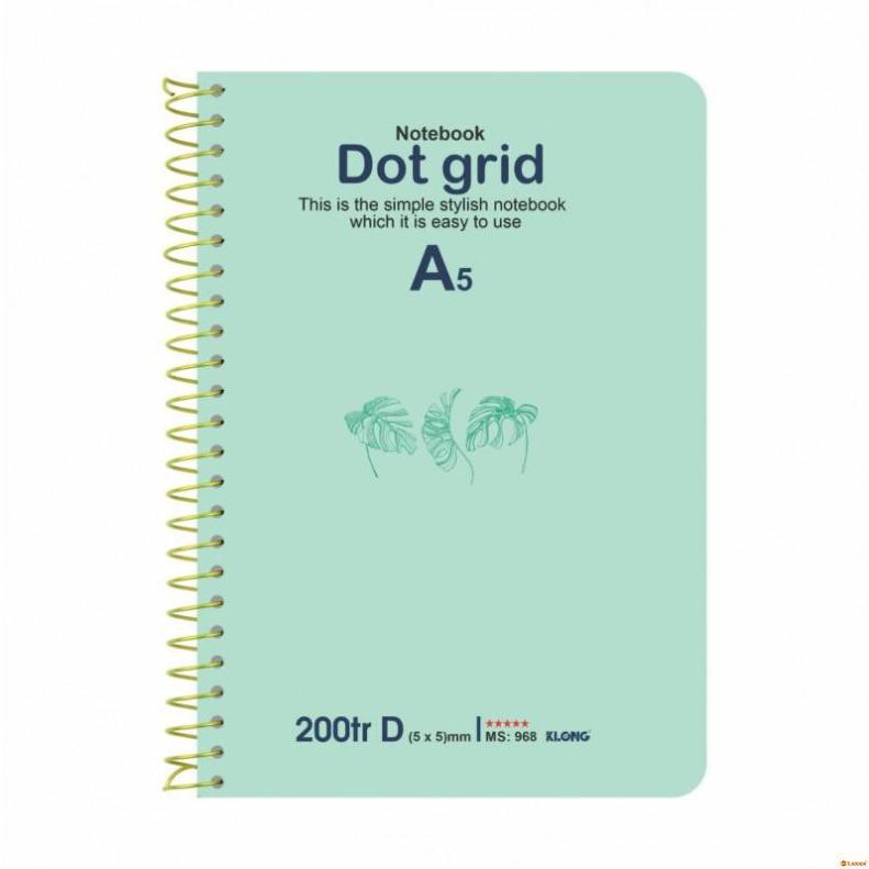 Sổ lò xo đơn KLONG A5 Dot Grid ruột chấm 70/76; MS: 968 [Sổ Klong]