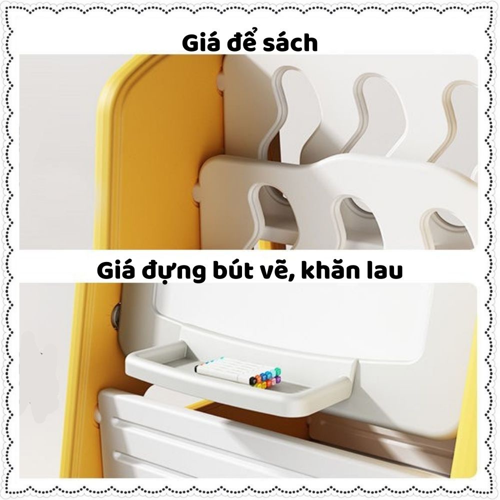 Bàn học cho bé kèm ghế bảng vẽ từ tính thông minh,kệ sách,kệ đựng đồ đa năng cao cấp 5 in 1 hỗ trợ bé học tập phát triển