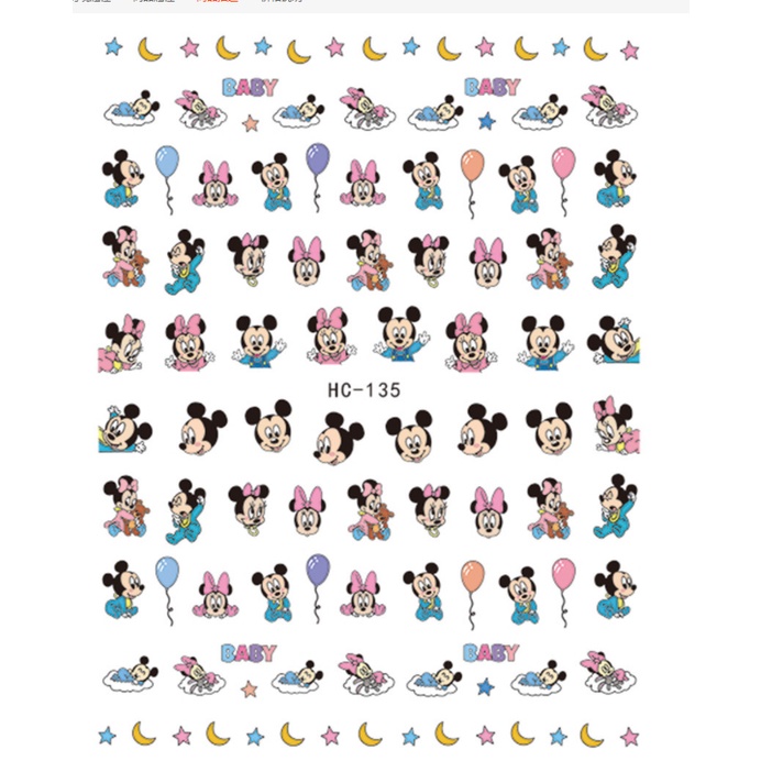 sticker hoạt hình trang tri nail