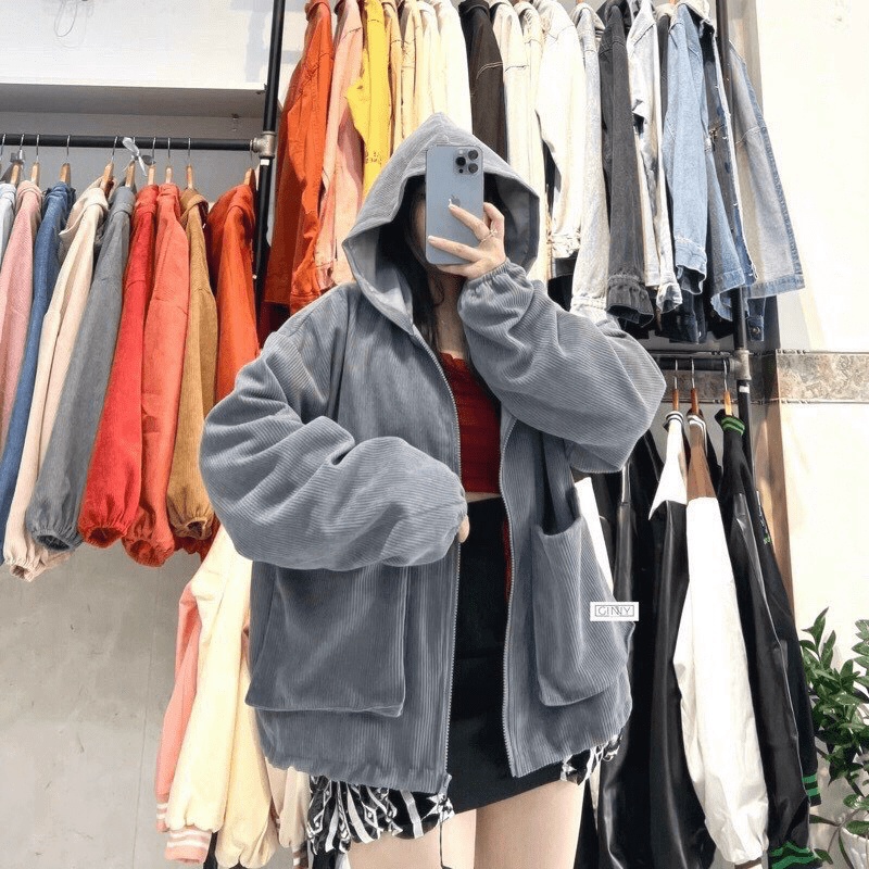 ÁO KHOÁC NHUNG NỮ FORM RỘNG CÓ MŨ TRÙM ĐẦU SIÊU XINH , THỜI TRANG HÀN QUỐC NỮ TÍNH mới nhất 1hitshop