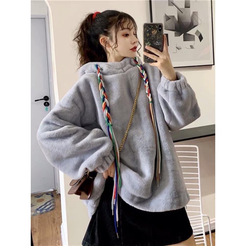 Áo Hoodie Lông Siêu Dày, Áo Hoodie Nữ Form Rộng Lông Cừu Siêu Ấm Hàng Quảng Châu Phong Cách Ulzzang Latis Store | BigBuy360 - bigbuy360.vn