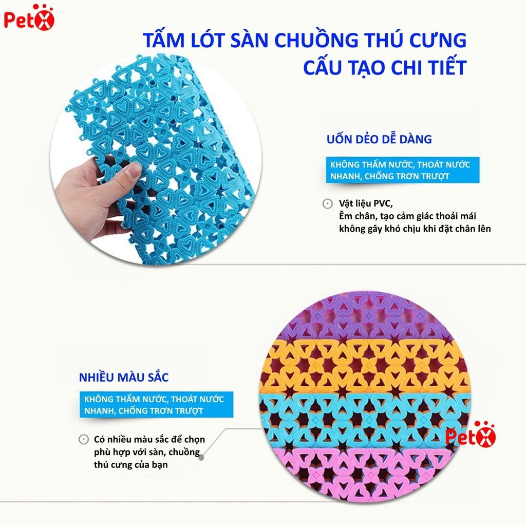 Tấm lót sàn chuồng mèo, chuồng chó bằng nhựa nhiều màu bằng nhựa PVC 20x30cm