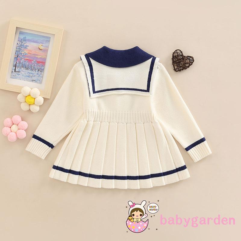 Áo Liền Quần Dài Tay Cổ Thủy Thủ Màu Sắc Tương Phản Cho Bé Gái 6 Tháng-3 Tuổi