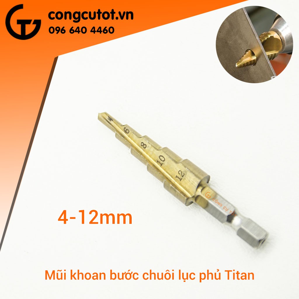 Mũi khoan bước thẳng chuôi lục thép HHS 4241 phủ Titan